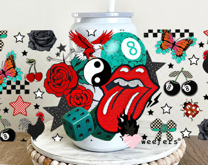 Ying Yang RS Tongue UV DTF Cup Wrap - Weefers Exclusive Wrap 16oz Glass Can Generic Cup Wrap Weefers