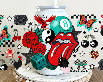 Ying Yang RS Tongue UV DTF Cup Wrap - Weefers Exclusive Wrap 16oz Glass Can Generic Cup Wrap Weefers