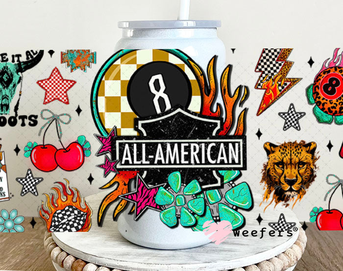 All American UV DTF Cup Wrap - Weefers Exclusive Wrap 16oz Glass Can Generic Cup Wrap Weefers