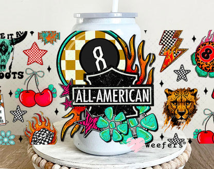 All American UV DTF Cup Wrap - Weefers Exclusive Wrap 16oz Glass Can Generic Cup Wrap Weefers