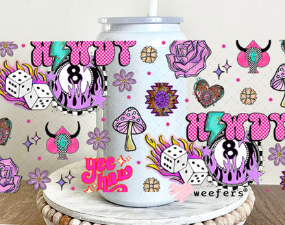 Howdy Purple Eightball UV DTF Cup Wrap - Weefers Exclusive Wrap 16oz Glass Can Generic Cup Wrap Weefers