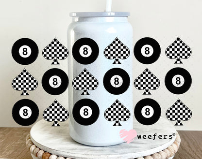 Spade Checkered UV DTF Cup Wrap - Weefers Exclusive Wrap 16oz Glass Can Generic Weefers