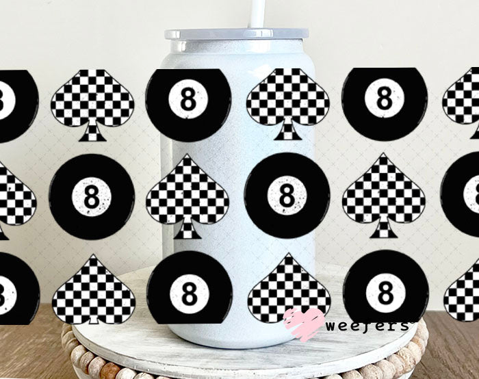 Spade Checkered UV DTF Cup Wrap - Weefers Exclusive Wrap 16oz Glass Can Generic Cup Wrap Weefers