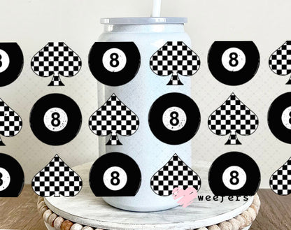 Spade Checkered UV DTF Cup Wrap - Weefers Exclusive Wrap 16oz Glass Can Generic Cup Wrap Weefers