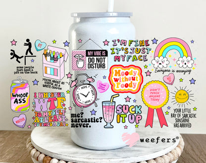 Sassy Quotes UV DTF Cup Wrap - Weefers Exclusive Wrap 16oz Glass Can Generic Weefers