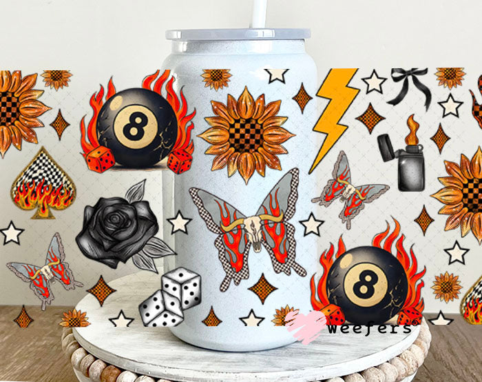 Baby I'm a Wild Card Sidekick UV DTF Cup Wrap - Weefers Exclusive Wrap 16oz Glass Can Generic Cup Wrap Weefers