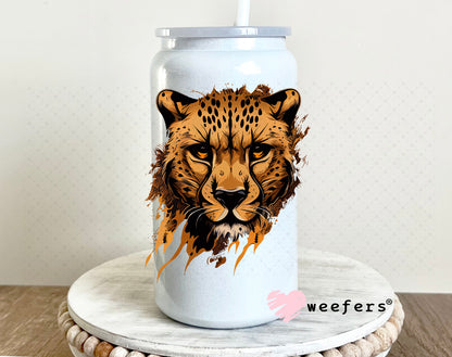 Brown Cheetah UV DTF Decal 16oz Glass Can Generic Weefers