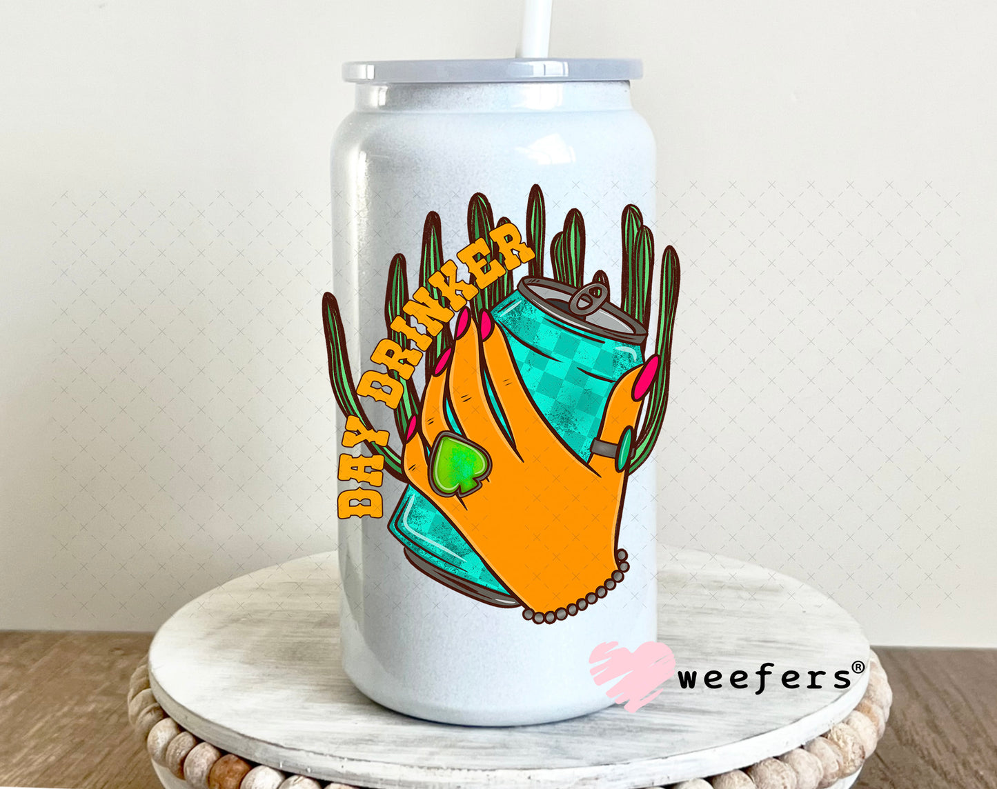 Day Drinker UV DTF Decal 16oz Glass Can Generic Weefers