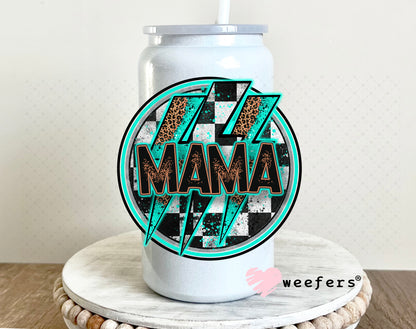 Mama Teal UV DTF Decal 16oz Glass Can Generic Weefers