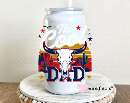 The Cool Dad White UV DTF Decal 16oz Glass Can Generic Weefers