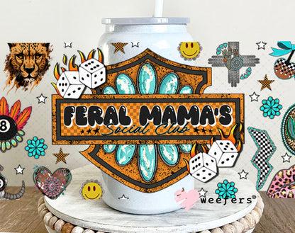 Feral Mama's Social Club UV DTF Cup Wrap - Weefers Exclusive Wrap 16oz Glass Can Generic Weefers
