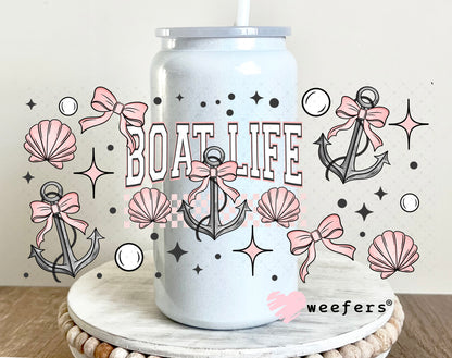 Pink Boat Life UV DTF Cup Wrap 16oz Glass Can Generic Weefers