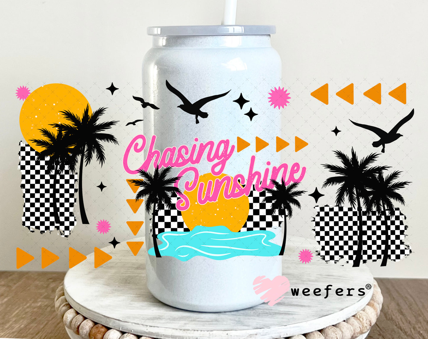 Chasing Sunshine UV DTF Cup Wrap 16oz Glass Can Generic Weefers
