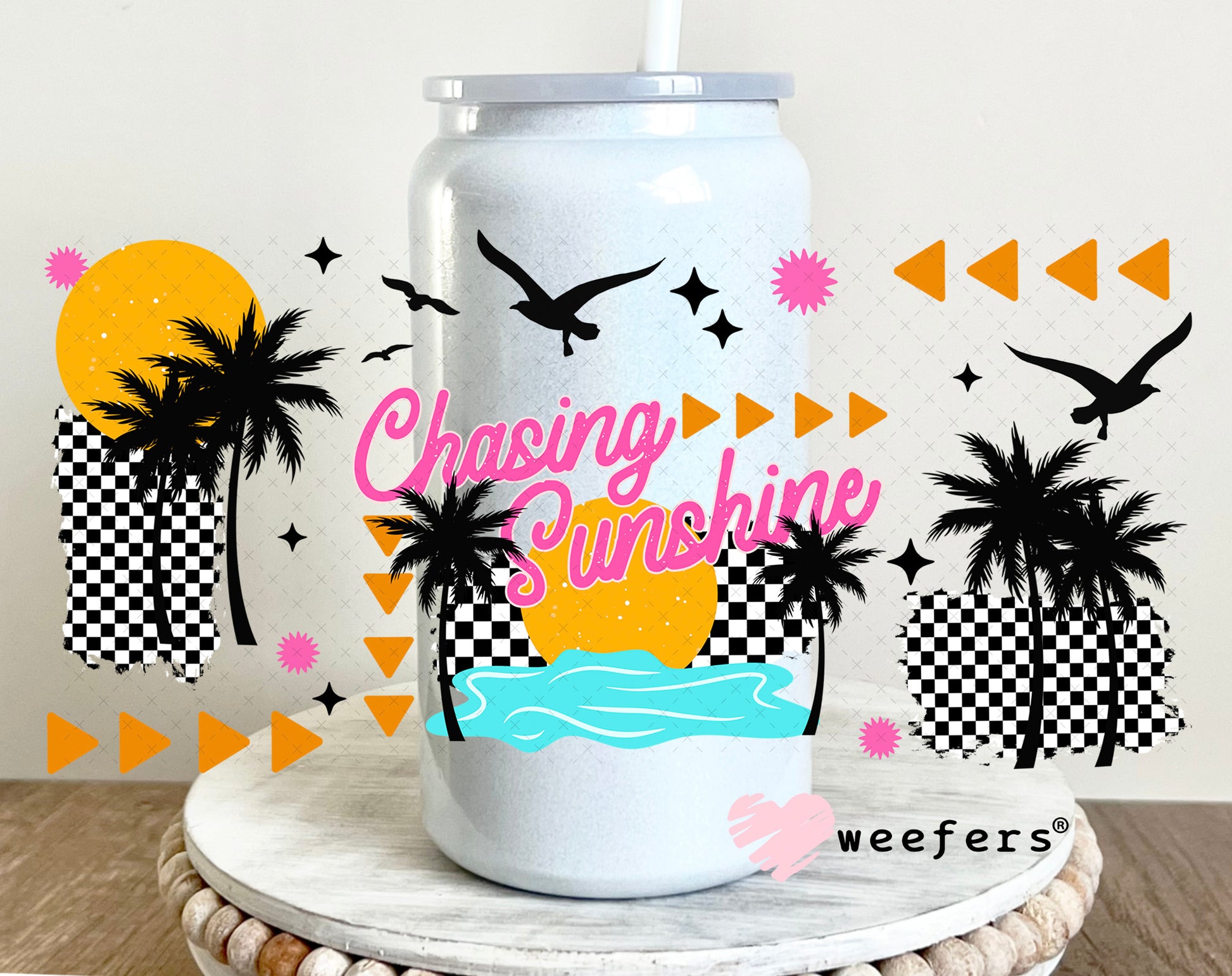 Chasing Sunshine UV DTF Cup Wrap 16oz Glass Can Generic Weefers