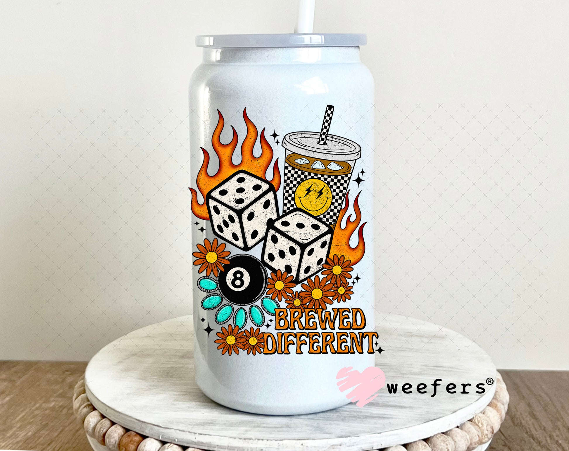 Brewed Different UV DTF Decal 16oz Glass Can Generic Weefers