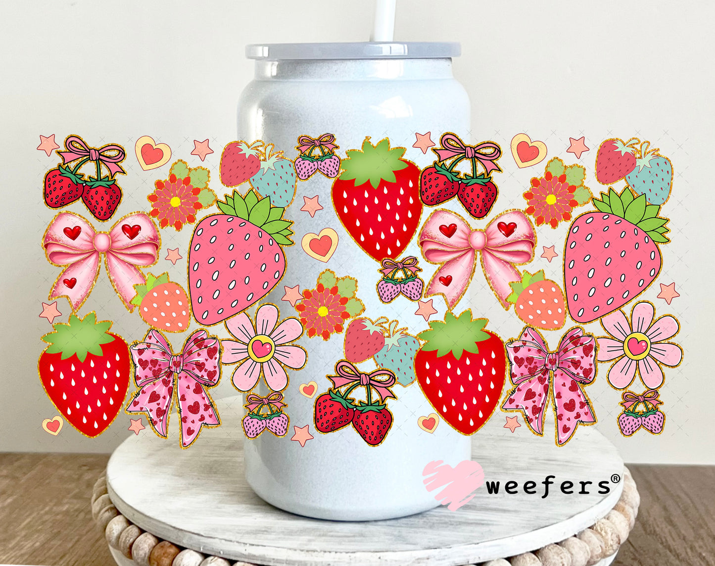 Strawberry Fields UV DTF Cup Wrap - Weefers Exclusive Wrap 16oz Glass Can Generic Weefers