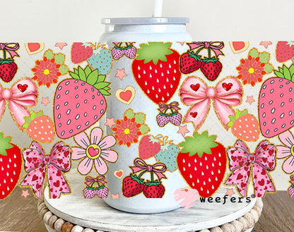 Strawberry Fields UV DTF Cup Wrap - Weefers Exclusive Wrap 16oz Glass Can Generic Weefers