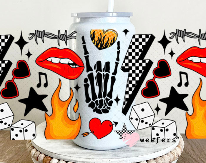 Rock and Roll Red Lip Bite UV DTF Cup Wrap - Weefers Exclusive Wrap Weefers