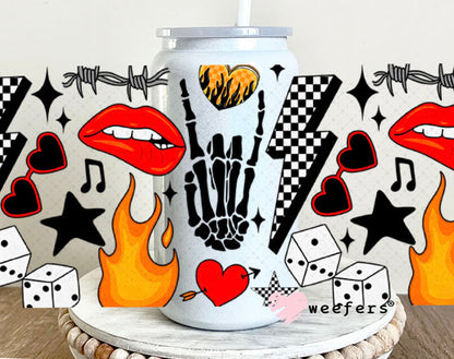 Rock and Roll Red Lip Bite UV DTF Cup Wrap - Weefers Exclusive Wrap Weefers