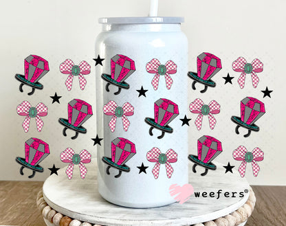 Magenta Ring Pops and Bows UV DTF Cup Wrap - Weefers Exclusive Wrap 16oz Glass Can Generic Weefers