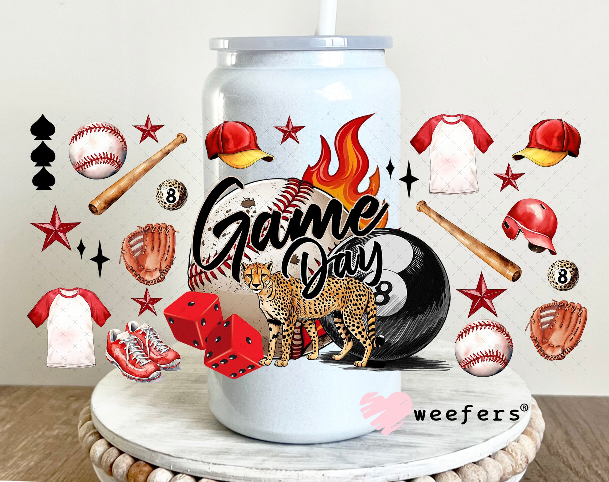 Game Day Bringing the Heat UV DTF Cup Wrap - Weefers Exclusive Wrap 16oz Glass Can Generic Weefers