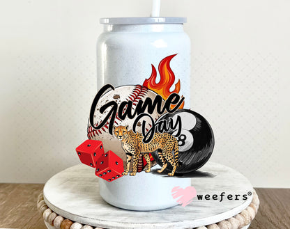 Game Day Bringing the Heat UV DTF Decal 16oz Glass Can Generic Weefers