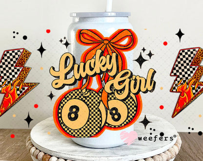 Lucky Girl Lightening Bolt Eight Balls UV DTF Cup Wrap - Weefers Exclusive Wrap Weefers