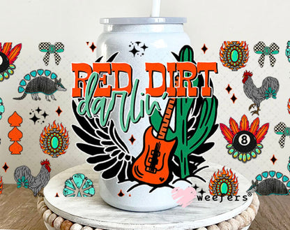 Red Dirt Darlin UV DTF Cup Wrap - Weefers Exclusive Wrap 16oz Glass Can Generic Cup Wrap Weefers