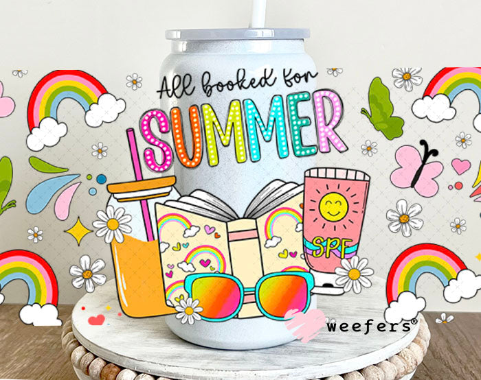 All Booked for Summer UV DTF Cup Wrap - Weefers Exclusive Wrap 16oz Glass Can Generic Cup Wrap Weefers