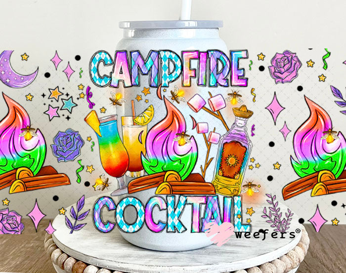 Campfire Cocktail UV DTF Cup Wrap - Weefers Exclusive Wrap 16oz Glass Can Generic Cup Wrap Weefers