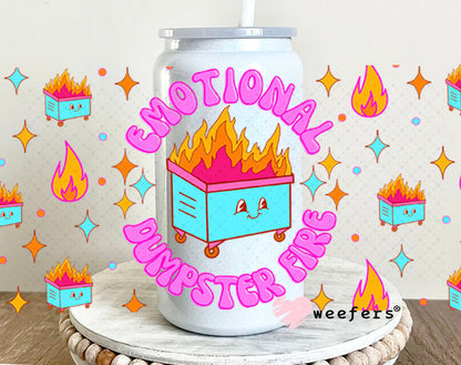 Emotional Dumpster Fire UV DTF Cup Wrap - Weefers® Exclusive 16oz Glass Can Generic Cup Wrap Weefers