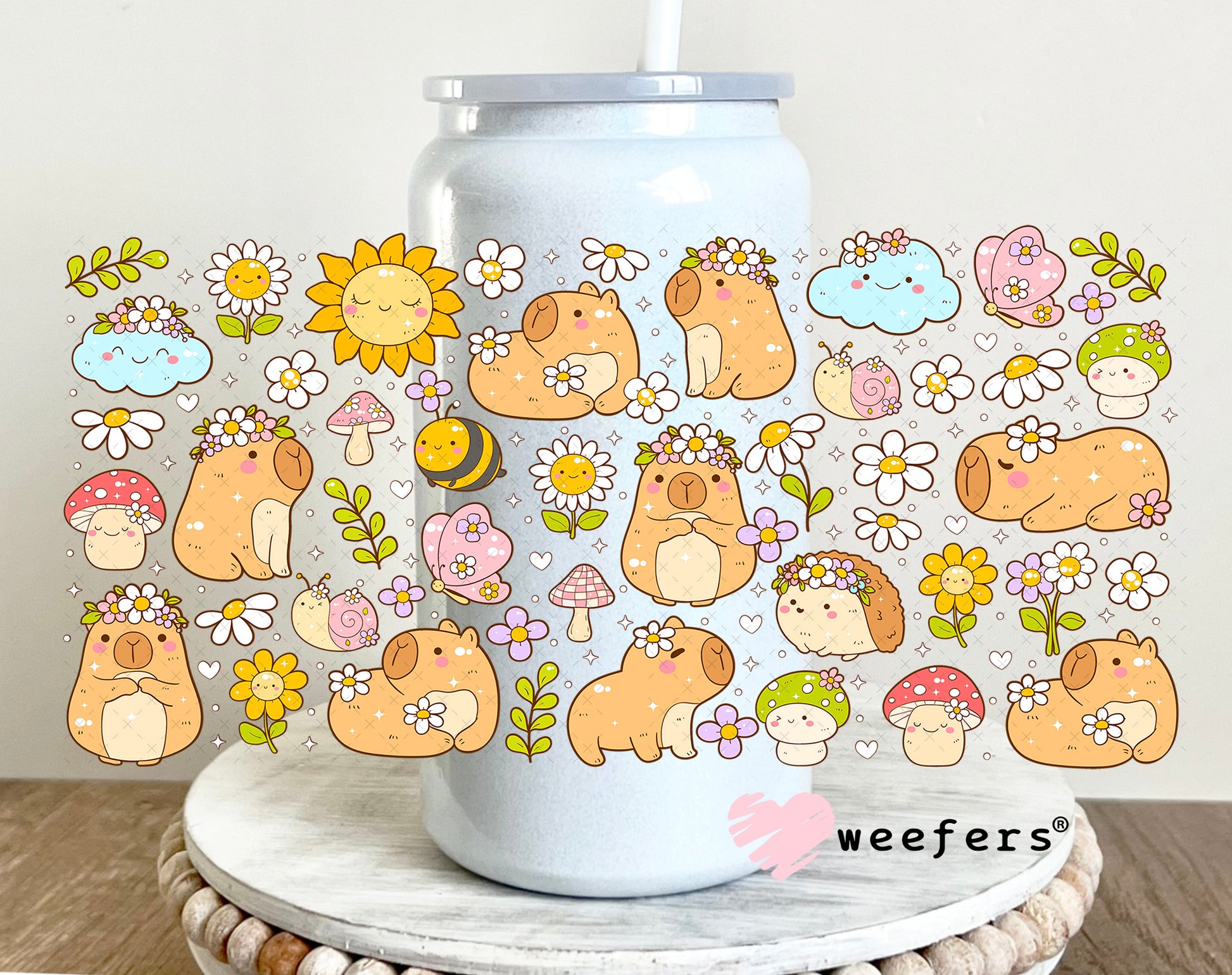 Capybara's Playing UV DTF Cup Wrap 16oz Glass Can Generic Weefers