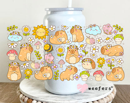 Capybara's Playing UV DTF Cup Wrap 16oz Glass Can Generic Weefers