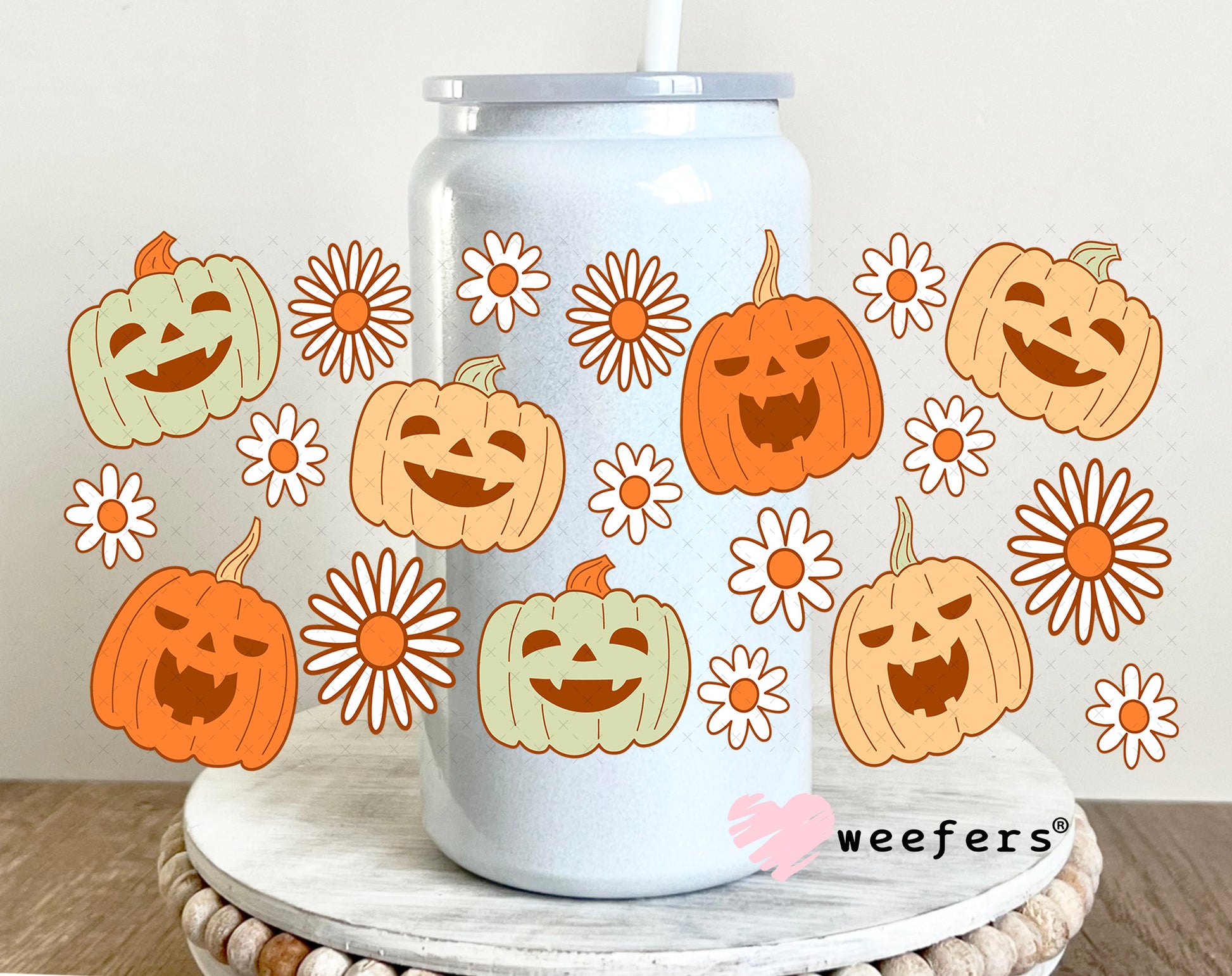 Laughing Jack-o-lanterns UV DTF Cup Wrap 16oz Glass Can Generic Weefers