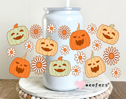 Laughing Jack-o-lanterns UV DTF Cup Wrap 16oz Glass Can Generic Weefers