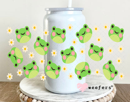 Happy Frogs UV DTF Cup Wrap 16oz Glass Can Generic Weefers
