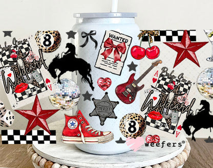 Baby I'm a Wild Card Wanted UV DTF Cup Wrap - Weefers Exclusive 16oz Glass Can Generic Cup Wrap Weefers