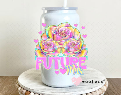Future Mrs Pastel Flowers UV DTF Decal 16oz Glass Can Generic Weefers