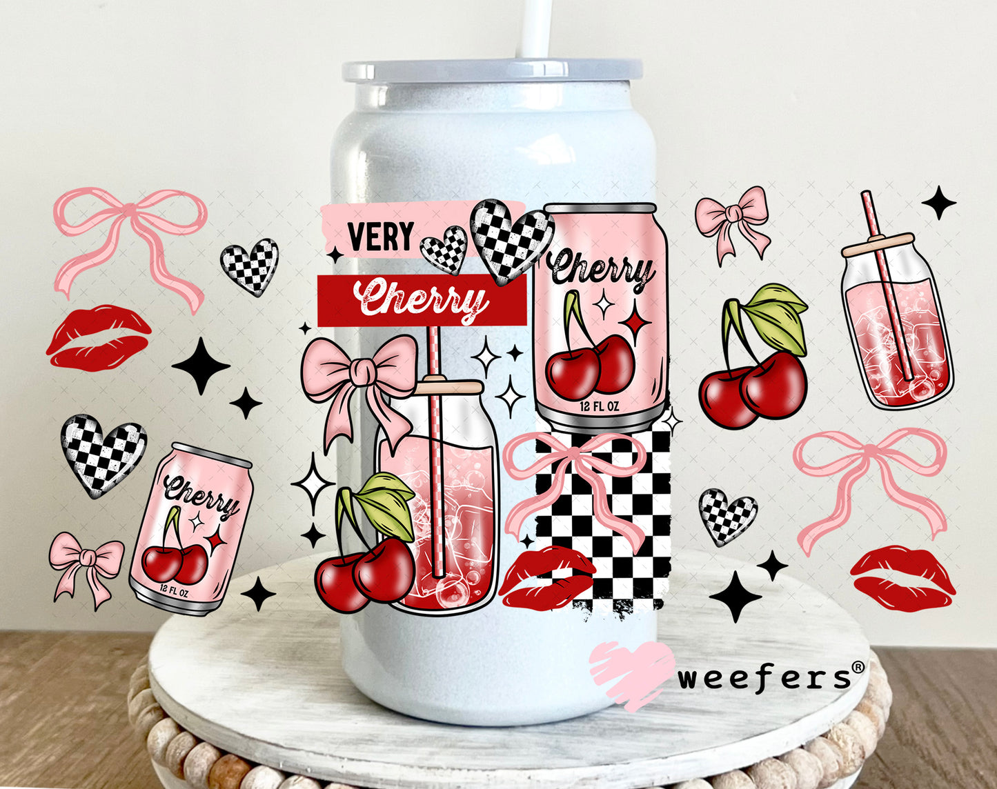 Very Cherry UV DTF Cup Wrap 16oz Glass Can Generic Weefers