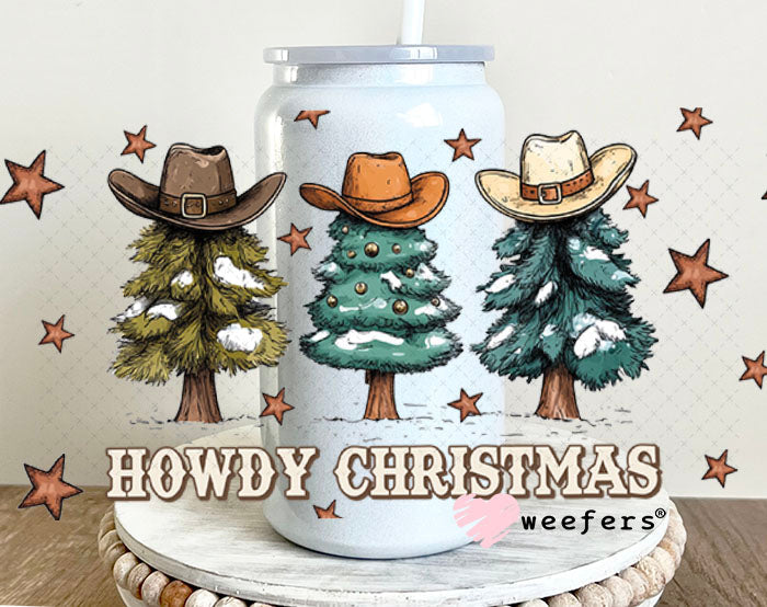 Howdy Christmas UV DTF Cup Wrap - Weefers Exclusive Wrap 16oz Glass Can Generic Cup Wrap Weefers