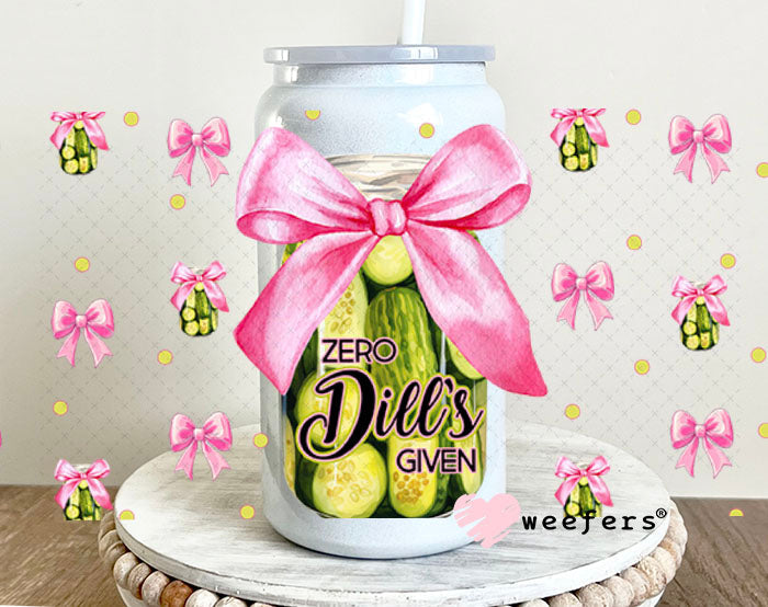 Zero Dill's Given Pickles Pink Coquette Bows UV DTF Cup Wrap - Weefers® Exclusive 16oz Glass Can Generic Cup Wrap Weefers