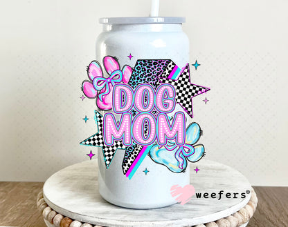 Dog Mom Purple Blue Lightening Bolt UV DTF Decal 16oz Glass Can Generic Weefers
