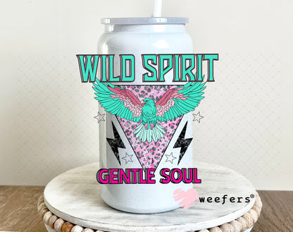 Wild Spirit Gentle Soul UV DTF Decal 16oz Glass Can Generic Weefers