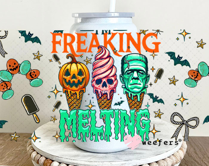 I'm Freaking Melting Halloween UV DTF Cup Wrap - Weefers Exclusive 16oz Glass Can Generic Cup Wrap Weefers