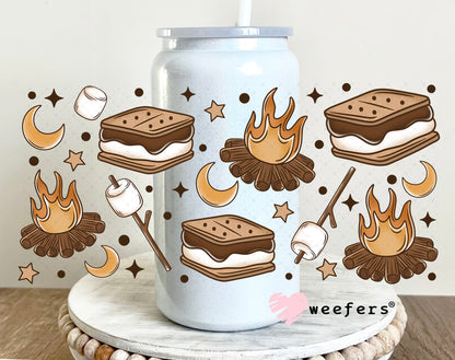 Smores and Camp Fires UV DTF Cup Wrap 16oz Glass Can Generic Weefers
