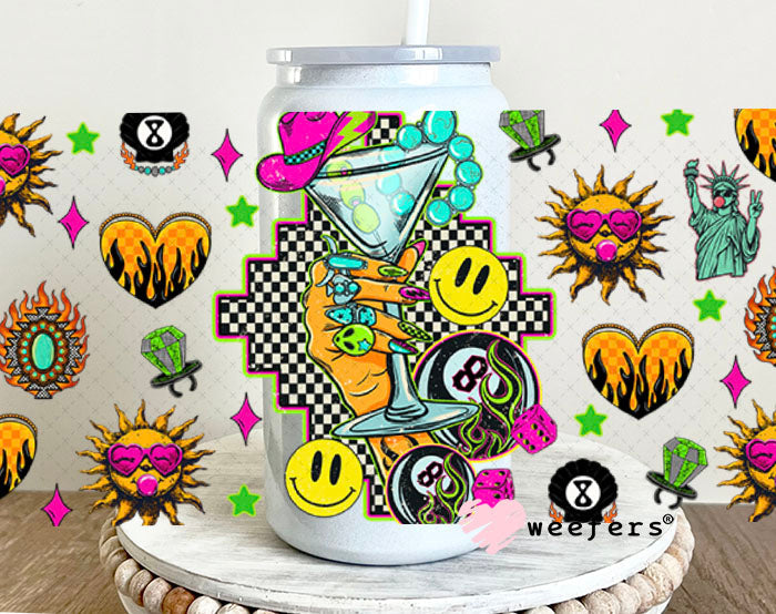 Cowgirl Martini UV DTF Cup Wrap - Weefers Exclusive 16oz Glass Can Generic Cup Wrap Weefers