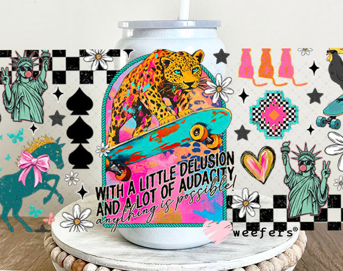 With a Little Audacity UV DTF Cup Wrap - Weefers Exclusive 16oz Glass Can Generic Cup Wrap Weefers