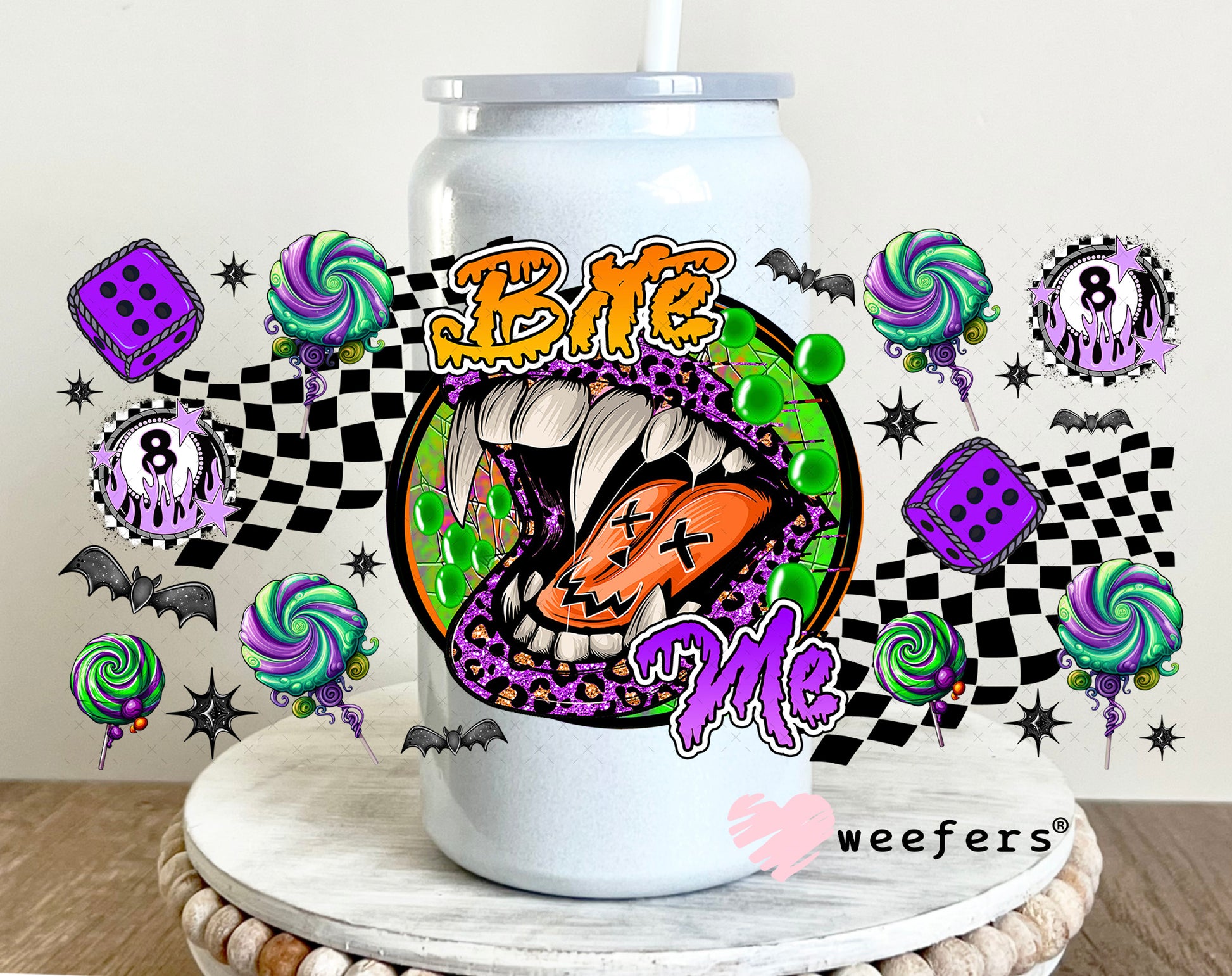 Bite Me UV DTF Cup Wrap - Weefers Exclusive 16oz Glass Can Generic Weefers