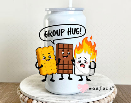 Group Hug Smores UV DTF Decal 16oz Glass Can Generic Weefers