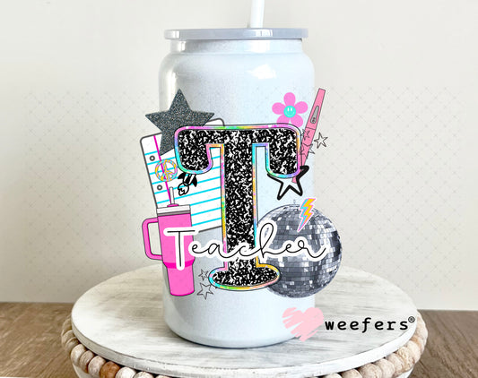 Teacher Work Life UV DTF Decal 16oz Glass Can Generic Weefers